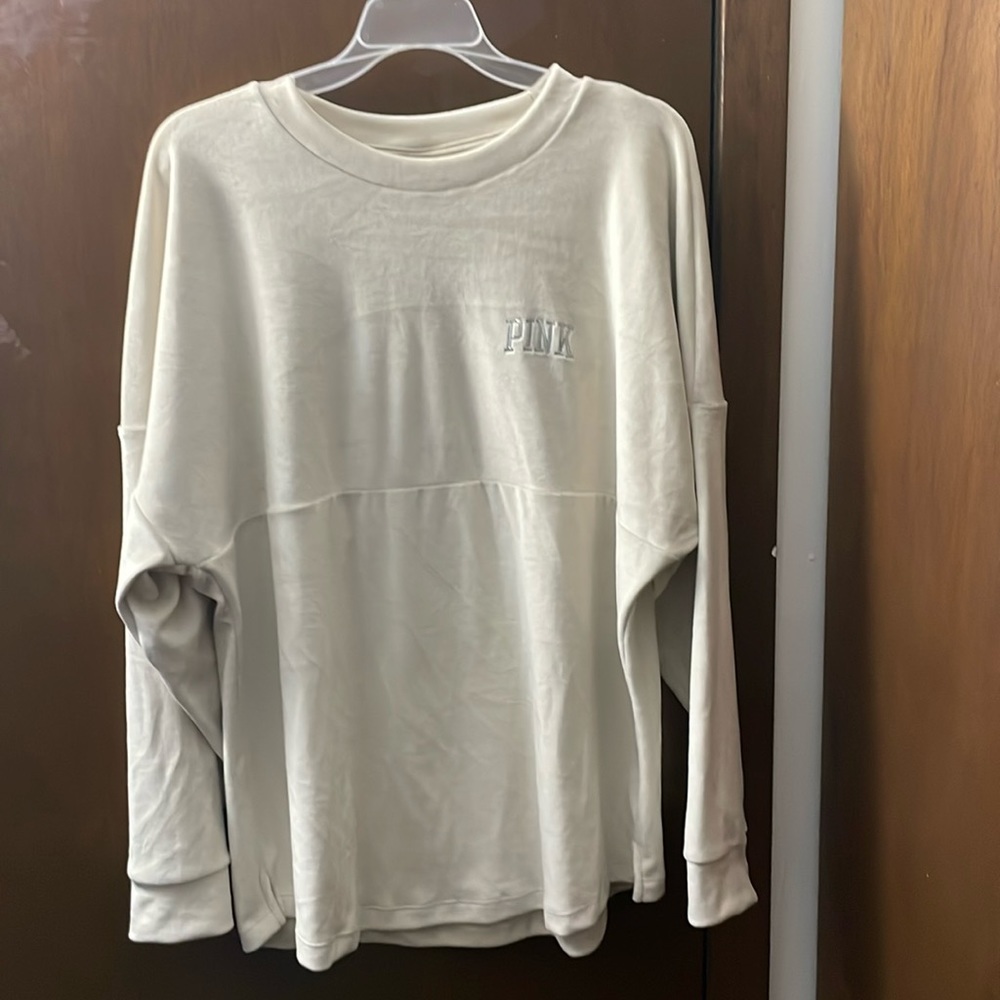 PINK Oversized Velvet Crewneck
